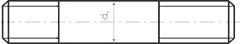 Чертеж шпильки М10х200 ГОСТ 22032-76 сталь 12Х18Н10Т исполнение 1