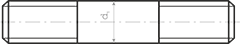 Чертеж шпильки М6х150 ГОСТ 22042-76 сталь 35Х исполнение 1